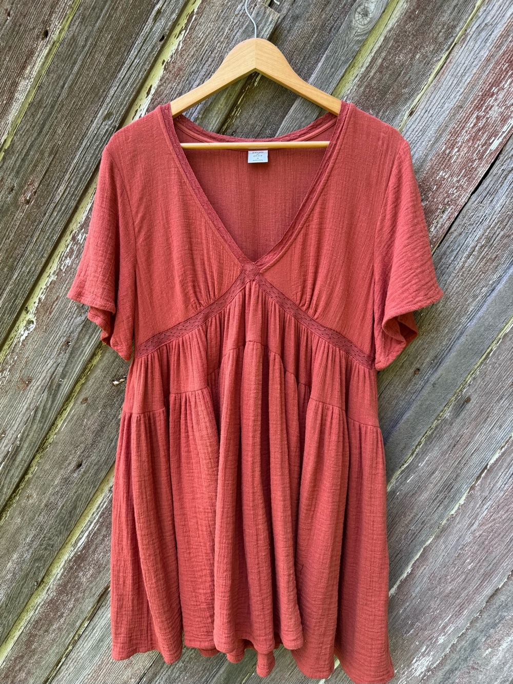 Patrons of Peace 100% Cotton Rust Boho Tiered Dress M Cottagecore